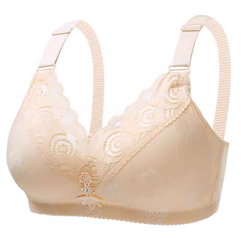 Elegant Nude Lace Wireless Full Coverage Bra 401