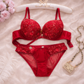 Luxurious Embroidered Bra Panty Set- Allure Red