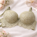 Green Lace Push Up Bra – Padded Underwire Floral Design for Women 431