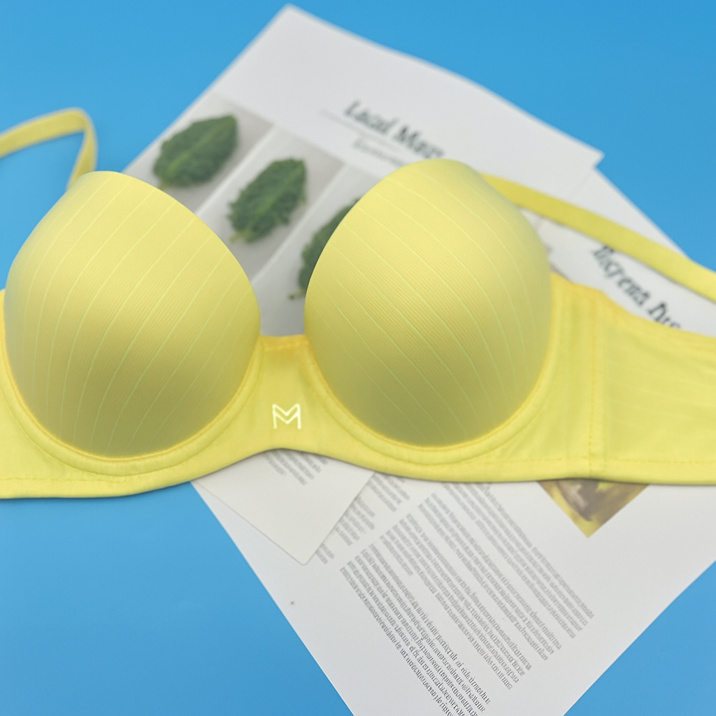 White Stripped Support Bra Light Yellow 402