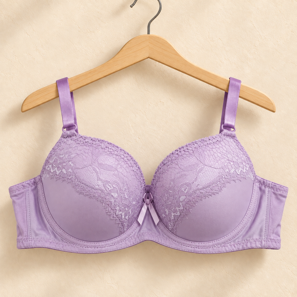 Light Purple Lace Detail Support Bra - C Cup A5-D5