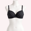 Black Polka Dot Lace Trim Padded Bra 407