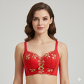 Bridal Red Lace Bra with Gold Embroidery 401
