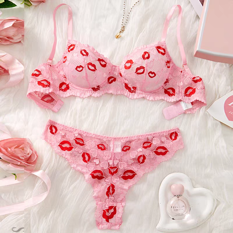 Romantic Kiss Lace Bra Panty Set-Baby Pink 405