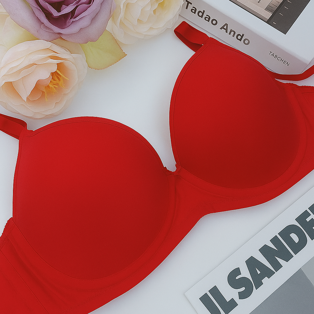 Red Smooth  Thin Padded Support Bra 403