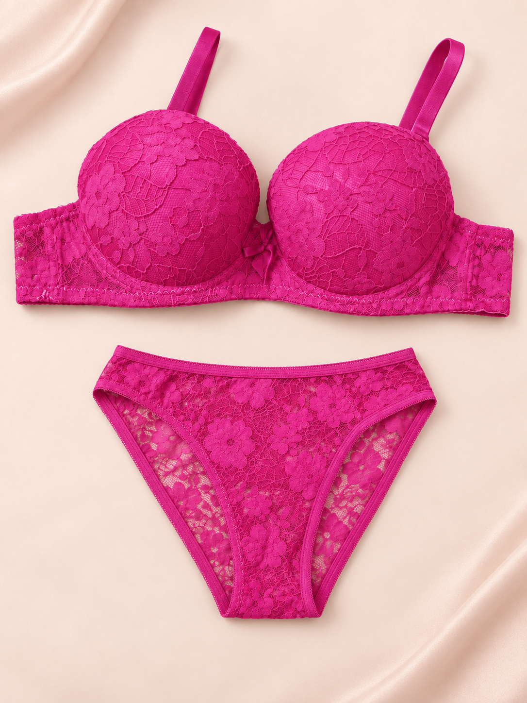 Fuchsia Bloom Lace Bra Set A4.  002