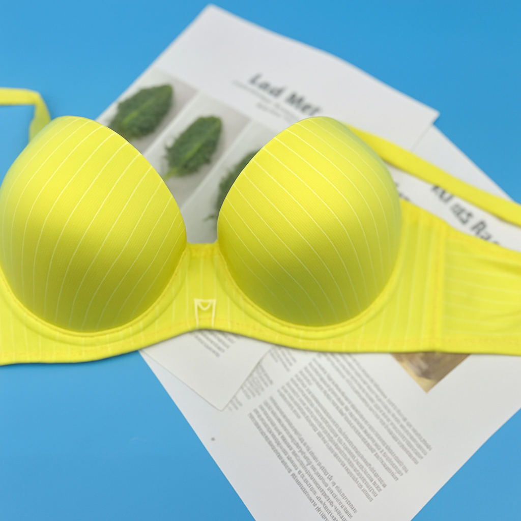 White Stripped Support Bra-Lemon Yellow 453