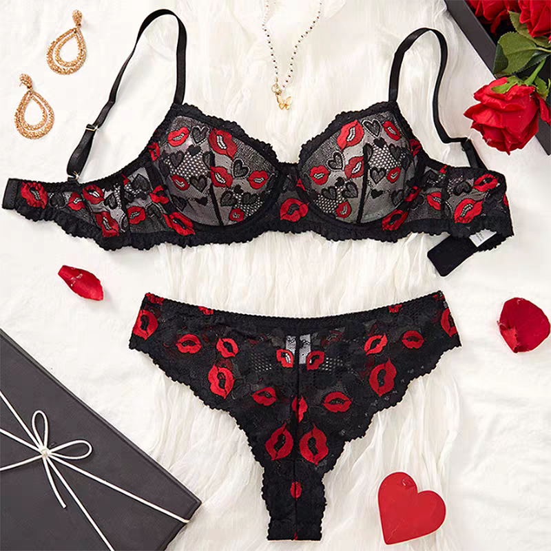 Romantic Kiss Lace Bra Panty Set- Midnight Mystery
