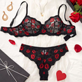 Romantic Kiss Lace Bra Panty Set- Midnight Mystery