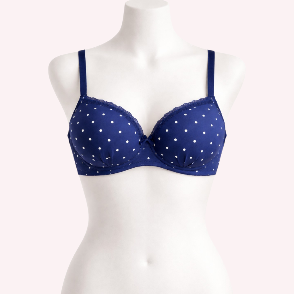 Blue Polka Dot Wired Padded Bra for Women – Soft Comfortable Daily Wear 407| Pakistan