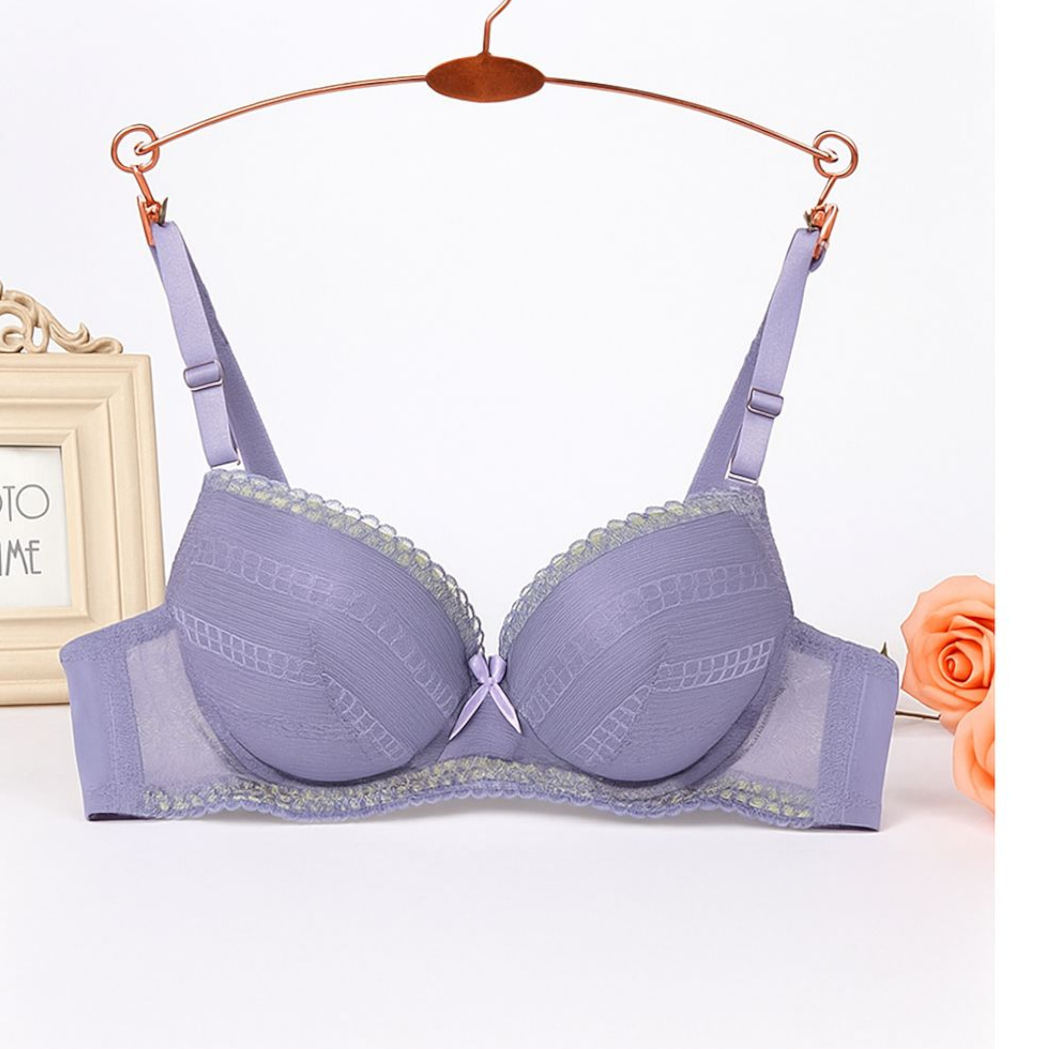 Purple grey Color Push-Up Bra 447