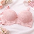Baby Pink Lace Push Up Bra – Padded Underwire Floral Design for Women 431