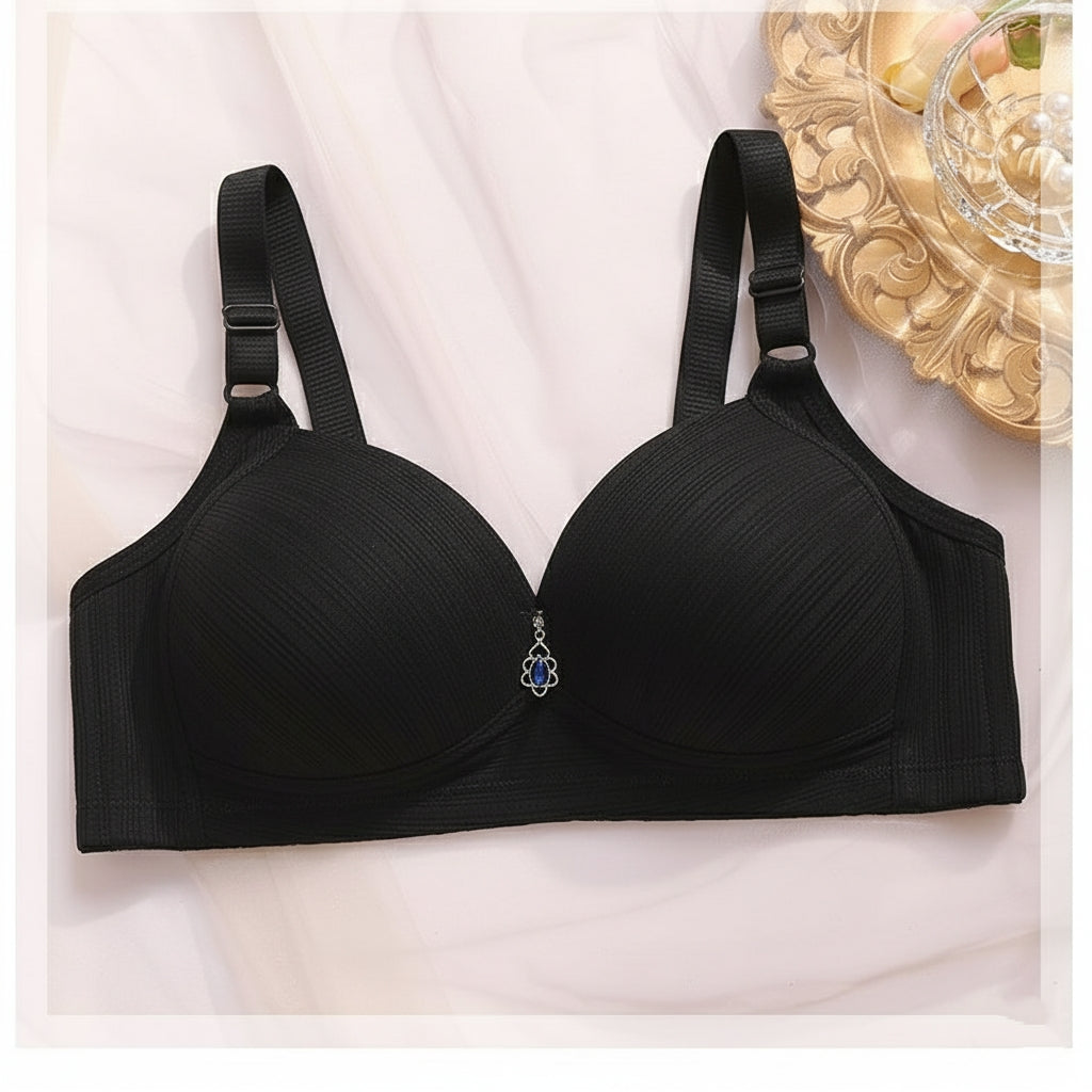 Classic Comfort Bra with Jewel Detail- Black 443