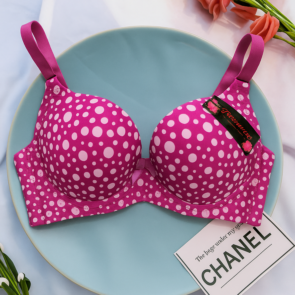 White Dotted Pink Support Bra 403
