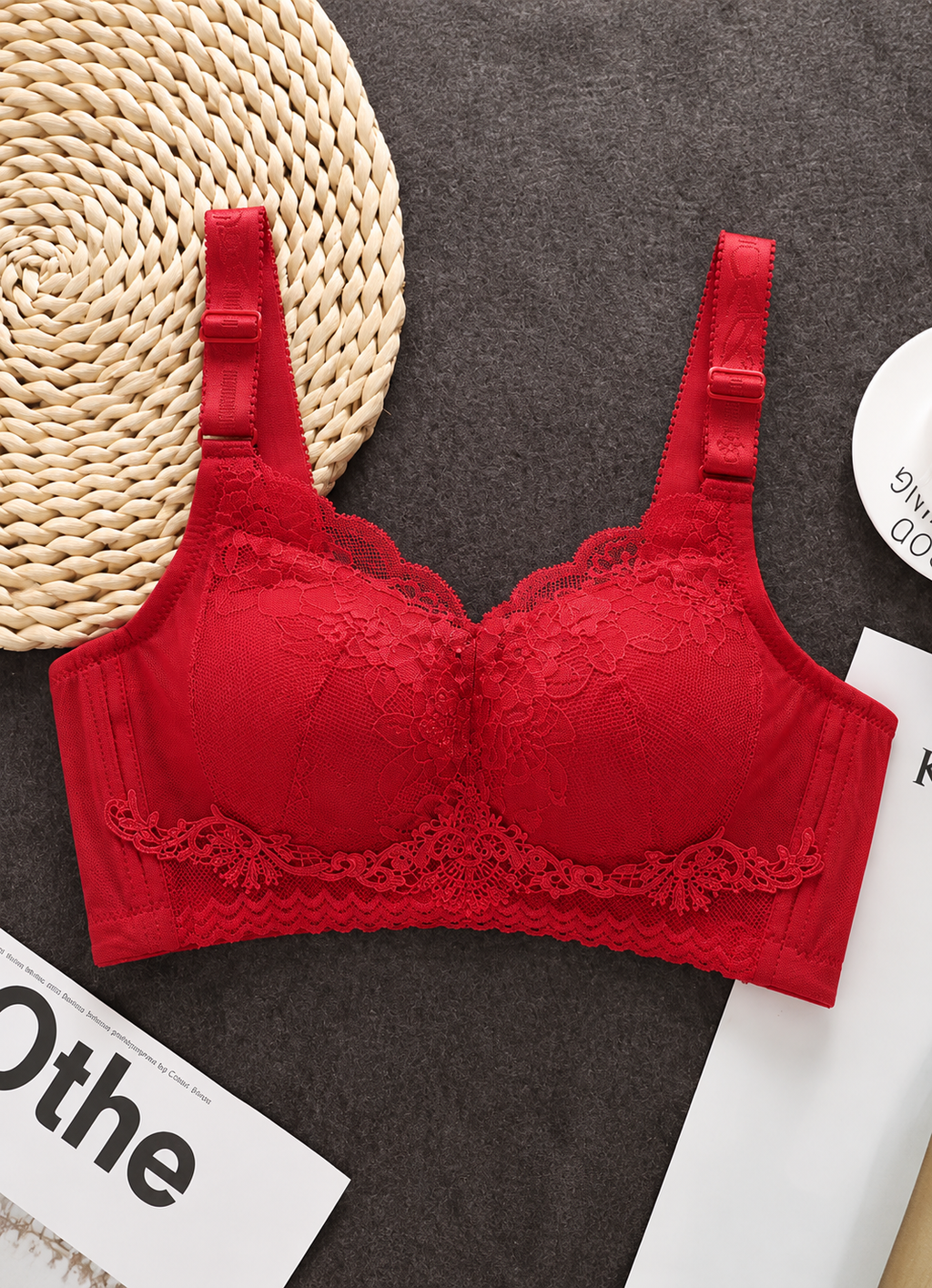Red Soft Lace Wireless Padded Bra – B Cup A3-E3