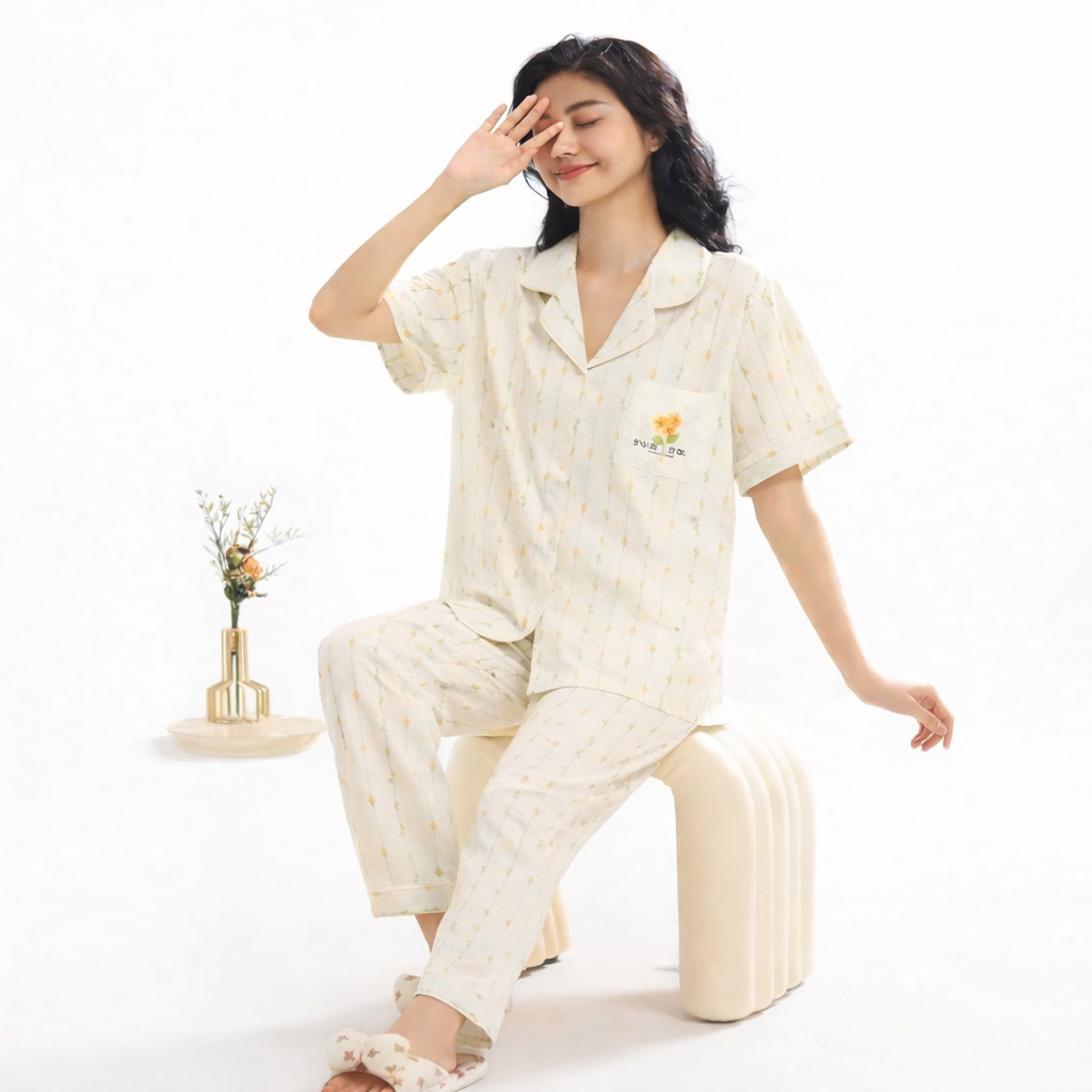 Pure Cotton Pajama Set Nightwear for ladies online Pakistan 