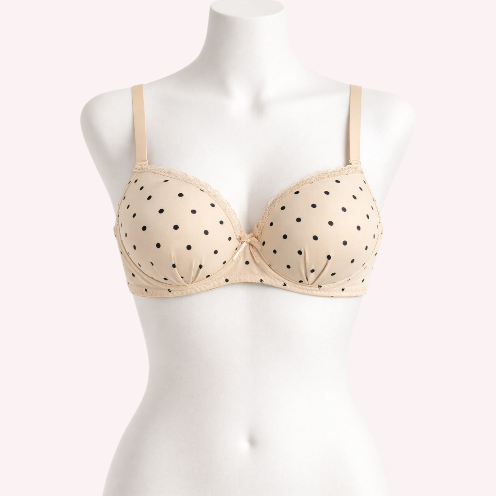 Light Brown Polka Dot Wired Padded Bra for Women – Soft Comfortable Daily Wear 407